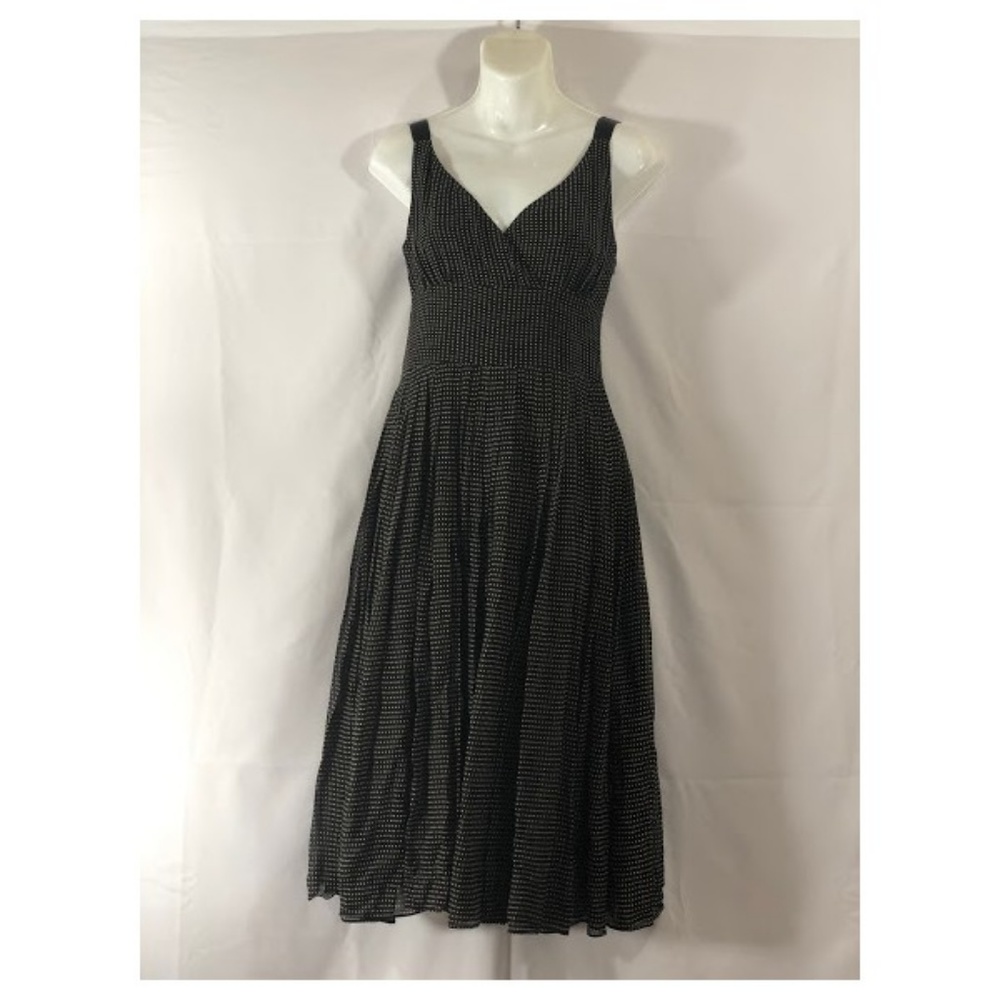 Jacob Womens Dress Black Midi Polka Dots 100% Silk